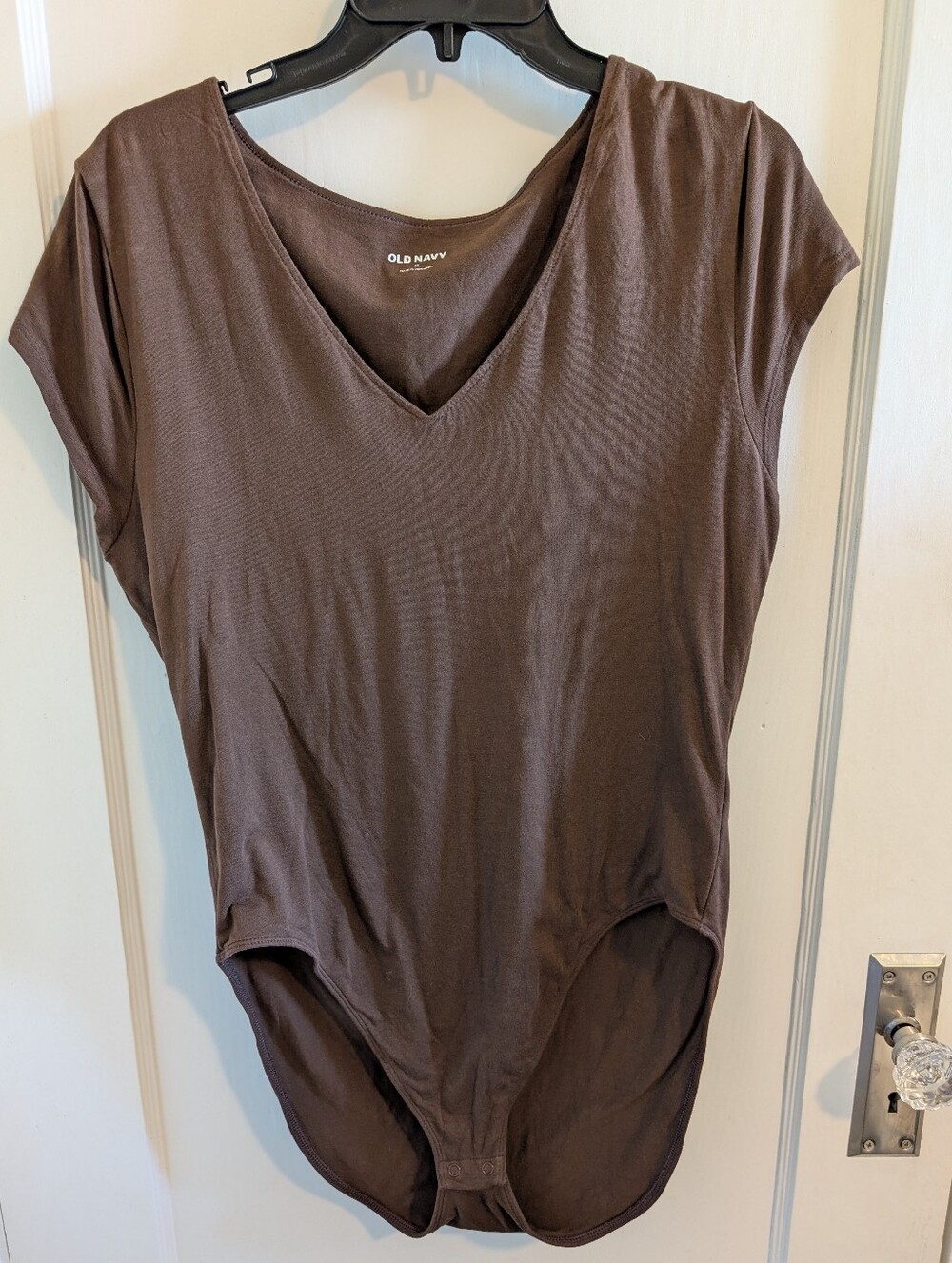 Old Navy Brown V-Neck Short Sleeve Bodysuit